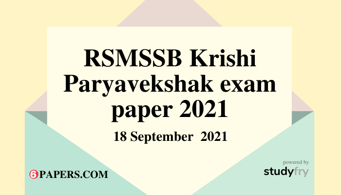 RSMSSB Krishi Paryavekshak exam 18 September 2021 (Answer key)