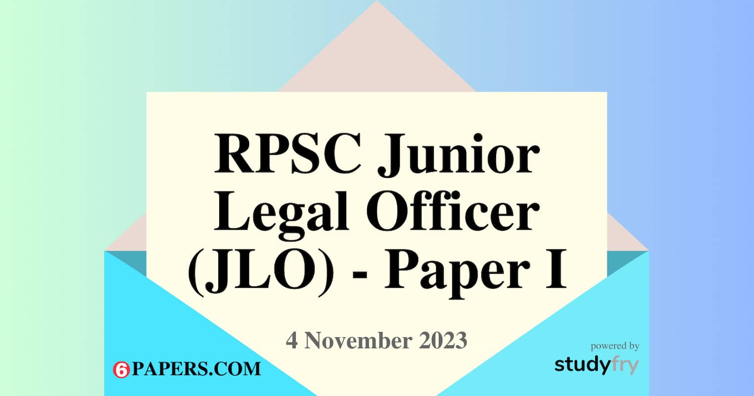 RPSC Junior Legal Officer (JLO) Exam 4 November 2023 - Paper 1 (English Language)