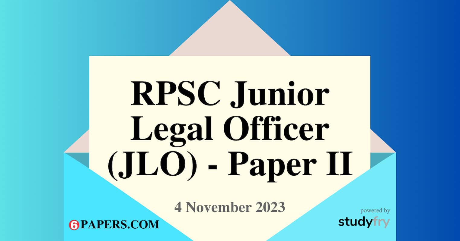 RPSC Junior Legal Officer (JLO) Exam 4 November 2023 - Paper 2 (English Language)